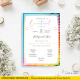 Printed classic partner commitment certificate surrounded by fresh flowers, highlighting its beauty as a gift.