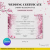 Elegant Cherry Blossom Landscape Commemorative Marriage Certificate – Timeless Keepsake of Your Special Day