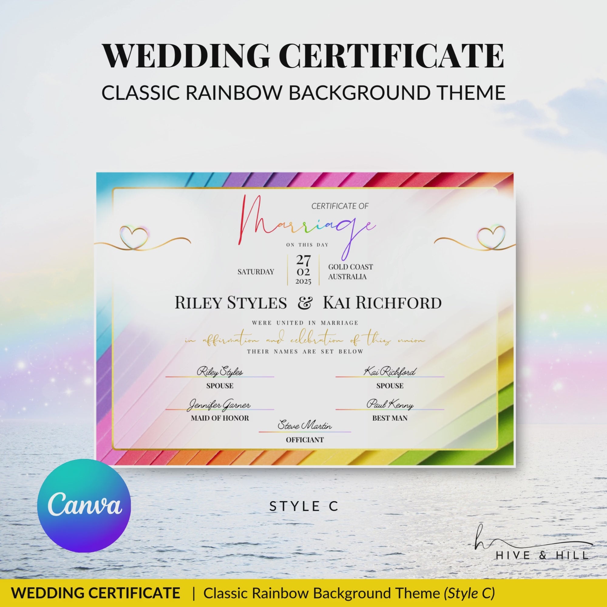 Elegant Same-Sex Wedding Certificate – Custom Printable Design