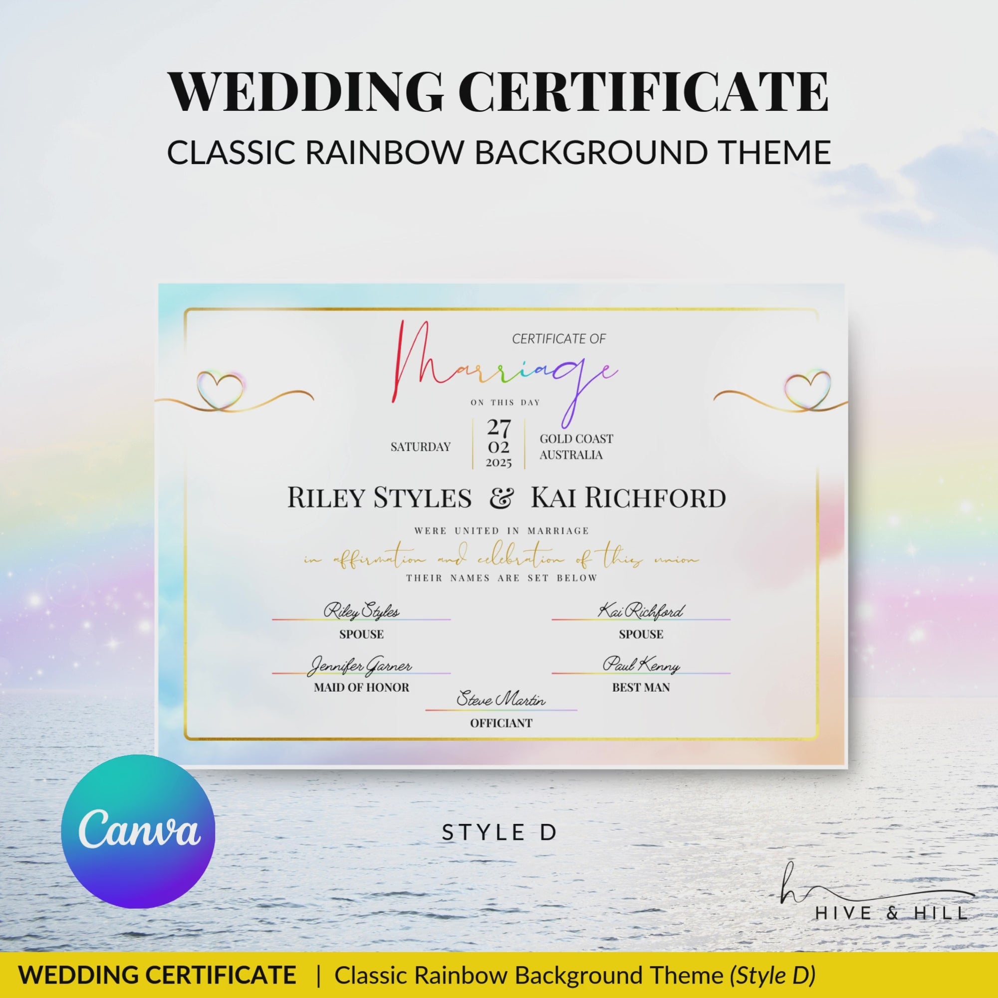 Partner Union Marriage Certificate – Gender-Inclusive Template