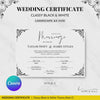 Elegant Black and White Landscape Marriage Certificate – Timeless Wedding Keepsake