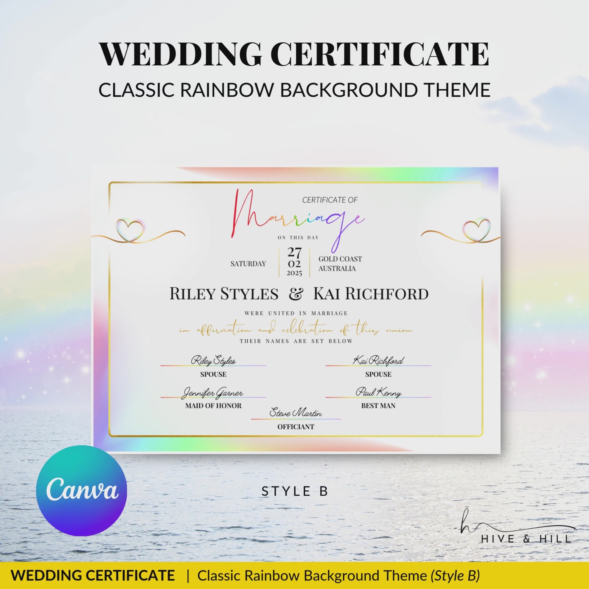Non-Binary Wedding Certificate – Gender-Neutral Marriage Template