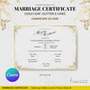 Timeless Gold Landscape Marriage Certificate – A Cherished Keepsake of Your Wedding Day