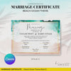 Endless Horizon Surfside Wedding Certificate – Aerial Beach & Sun-Inspired Memento
